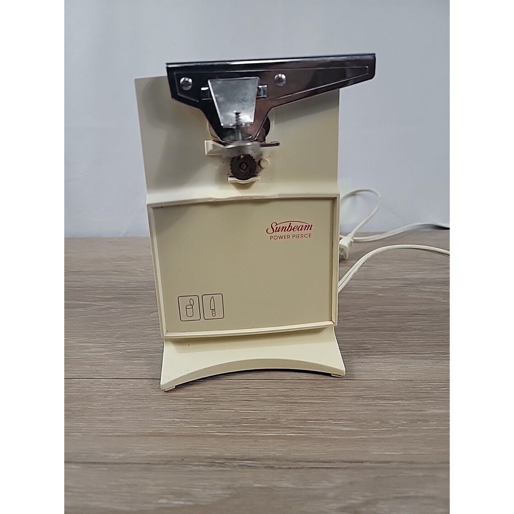 Vintage Sunbeam Cream Power Pierce Can Opener Knife Sharpener Model 05311